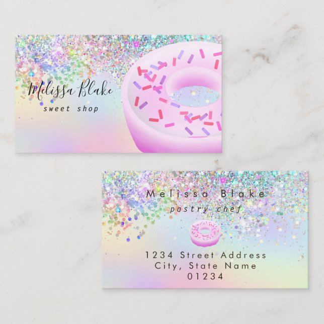 donut logo faux pastel glitter  visitenkarte (Vorne/Hinten)