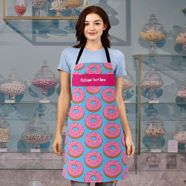 Donut Lover Pink Ring Graphic auf blau / Custom Schürze