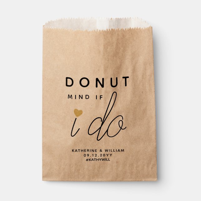 Donut Mind, wenn ich Hochzeit Snack Kraft Gefallen Geschenktütchen (Vorderseite)