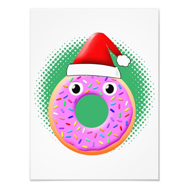 Donut mit Augen und Falten Santas Hut Zeichnend Fotodruck (Vorne)