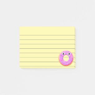 Donut mit Augen und Streuseln Zeichnung liniert 4x Post-it Klebezettel