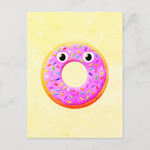 Donut mit Augen und Streuseln Zeichnung Postkarte