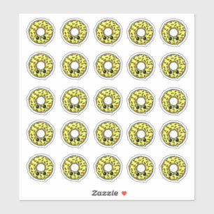 Donut mit gelbem Zuckerguss und Sprinklen Aufkleber