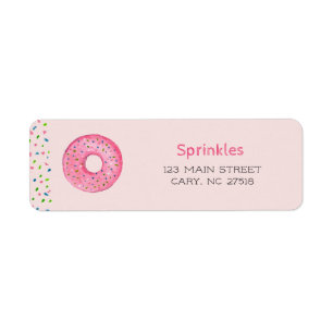 Donut mit rosa Streuseln Rücksendeetikett
