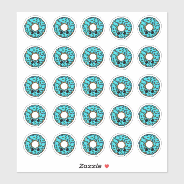 Donut mit türkisfarbenem Zuckerguss und Sprinklen Aufkleber (Blatt)