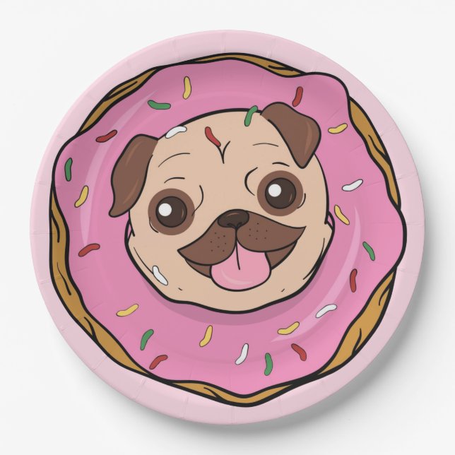 Donut Mops Pappteller (Vorderseite)