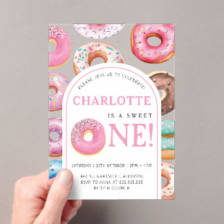 Donut Muster 1. Geburtstag Party Erstes Sweet One Acryleinladungen