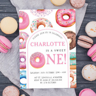 Donut Muster 1. Geburtstag Party Erstes Sweet One Einladung