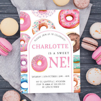 Donut Muster 1. Geburtstag Party Erstes Sweet One Einladung