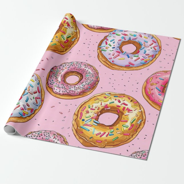Donut-Muster Geschenkpapier (Ungerollt)