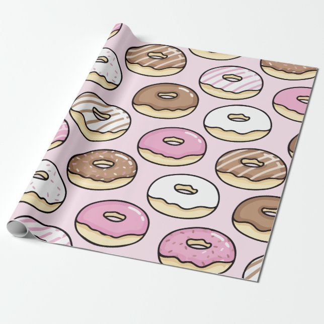 Donut nahtloses Muster Geschenkpapier (Ungerollt)
