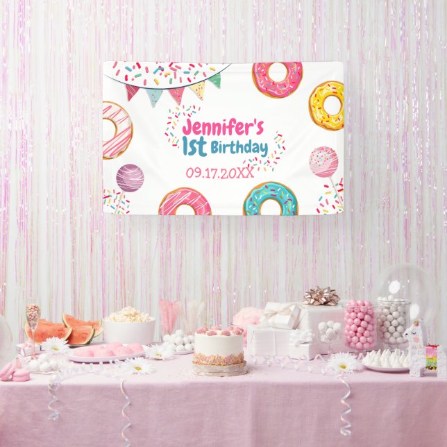 Donut Niedliche Geburtstag Begrüßungsbanner Banner (Party)
