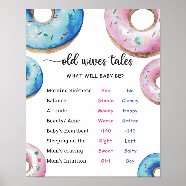 Donut Old Ehefrauen Tales Gender Reveal Board Poster (Vorne)