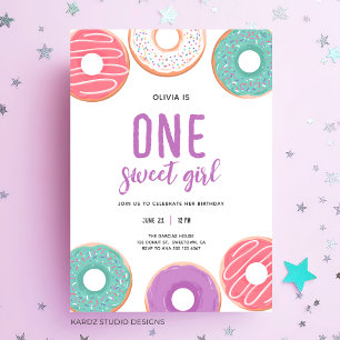 Donut One Sweet Girl 1. Geburtstag Einladung