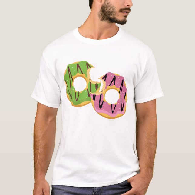 Donut-Paar-Biss-Design T-Shirt (Vorderseite)