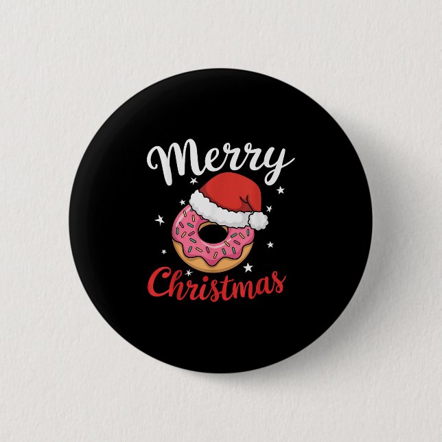 Donut Pajama Xmas Santa Donuts Weihnachtskinder Button (Vorderseite)