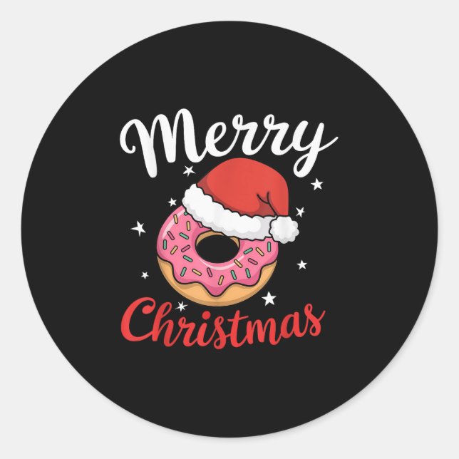 Donut Pajama Xmas Santa Donuts Weihnachtskinder Runder Aufkleber (Vorderseite)