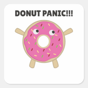 Donut Panik - Funny Puff mit Donuts Quadratischer Aufkleber