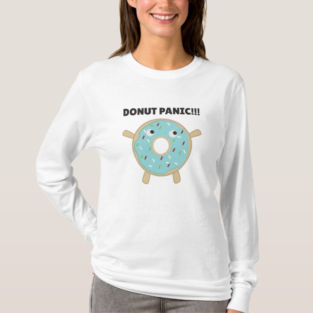 Donut Panik - Funny Puff mit Donuts T-Shirt (Vorderseite)