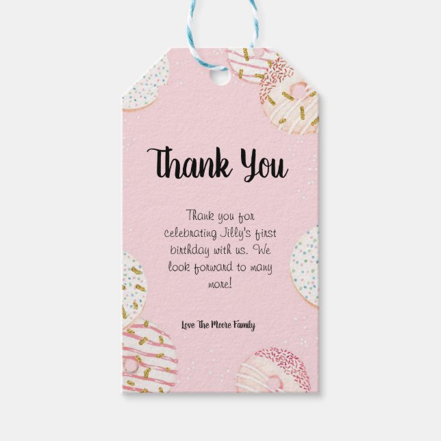 Donut Party Danke Tags Geschenkanhänger (Vorderseite)