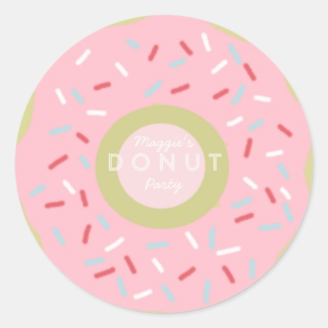 Donut Party Einladung Stickers (Vorderseite)