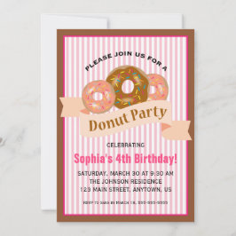 Donut Party für Kindergeburt Einladung