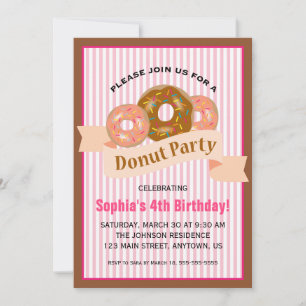 Donut Party für Kindergeburt Einladung