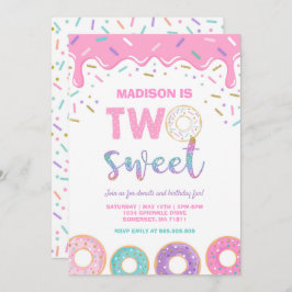 Donut Party Rosa: zwei süße Birthday einladen Einladung