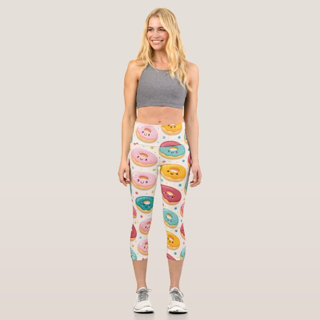 Donut Pattern Capri Leggings (Vorderseite)
