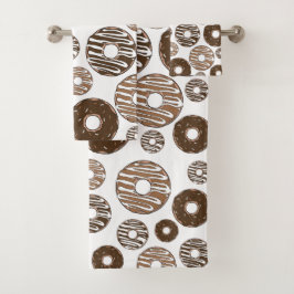 Donut Pattern, Chocolate Donuts, Karamel Donuts Badhandtuch Set