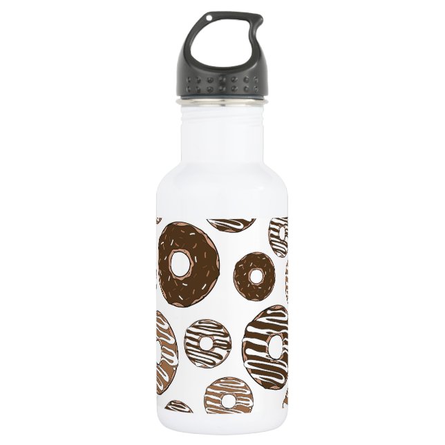 Donut Pattern, Chocolate Donuts, Karamel Donuts Edelstahlflasche (Vorderseite)