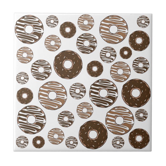 Donut Pattern, Chocolate Donuts, Karamel Donuts Fliese (Vorderseite)