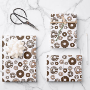 Donut Pattern, Chocolate Donuts, Karamel Donuts Geschenkpapier Set