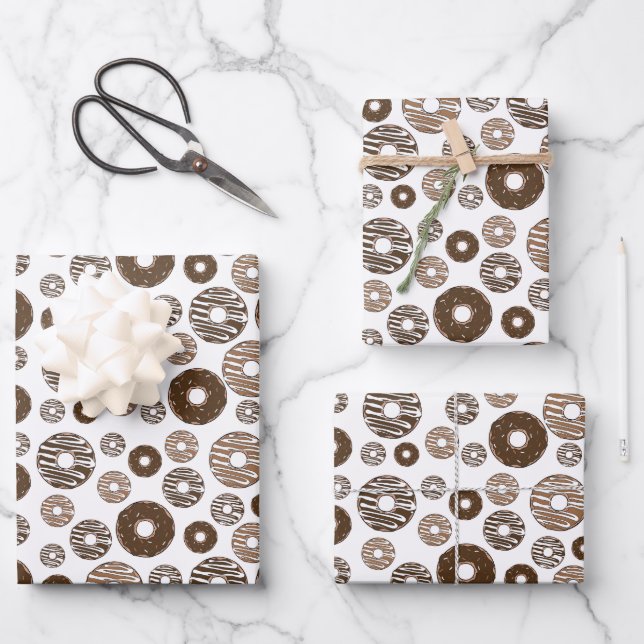 Donut Pattern, Chocolate Donuts, Karamel Donuts Geschenkpapier Set (Vorderseite)