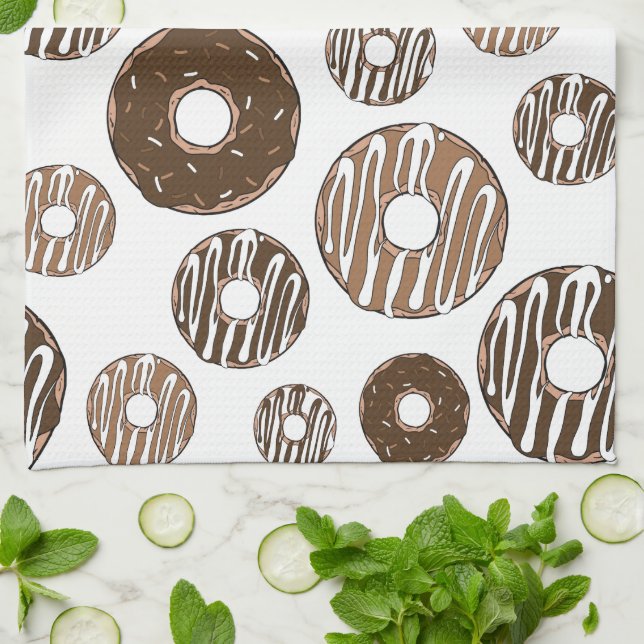 Donut Pattern, Chocolate Donuts, Karamel Donuts Geschirrtuch (Gefaltet)