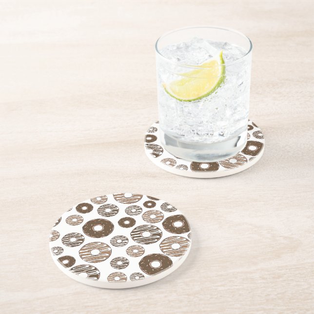 Donut Pattern, Chocolate Donuts, Karamel Donuts Getränkeuntersetzer (Seite)