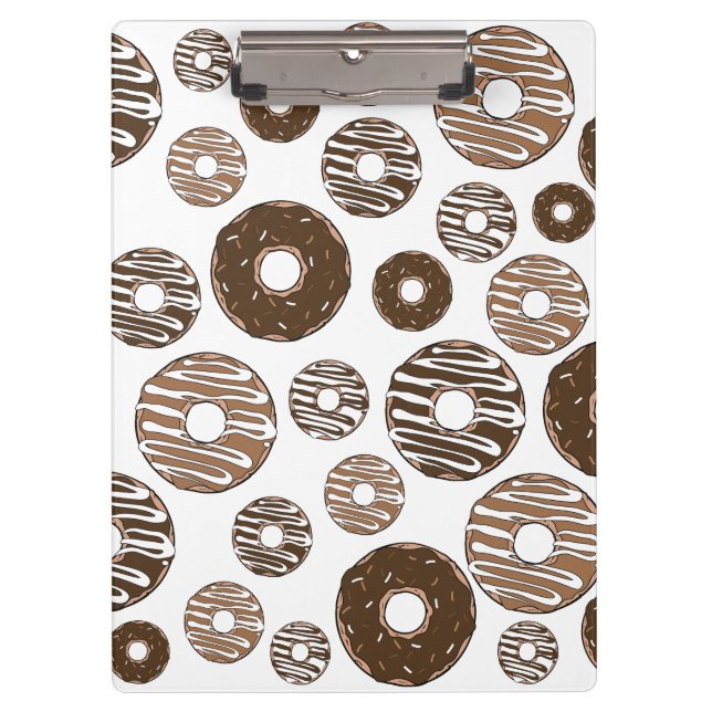 Donut Pattern, Chocolate Donuts, Karamel Donuts Klemmbrett (Vorderseite)
