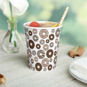 Donut Pattern, Chocolate Donuts, Karamel Donuts Pappbecher