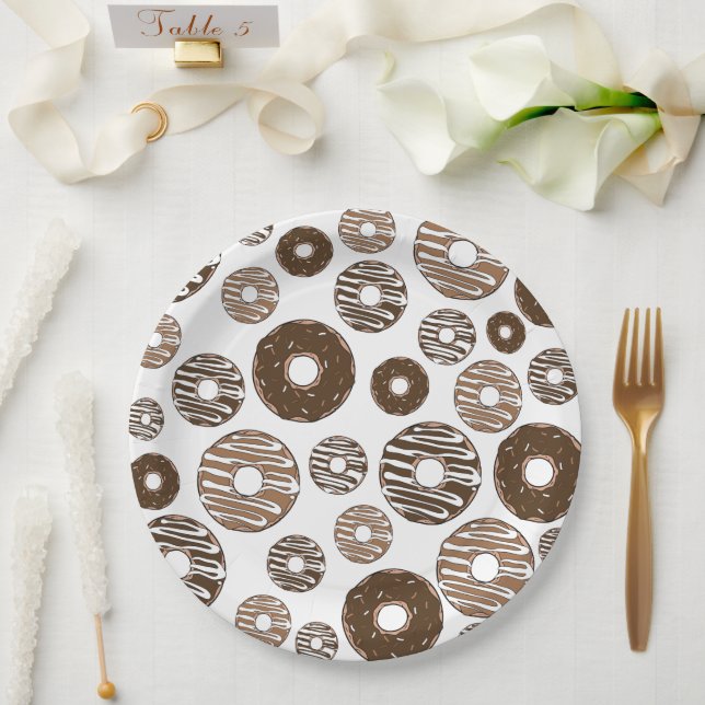 Donut Pattern, Chocolate Donuts, Karamel Donuts Pappteller (Hochzeit)