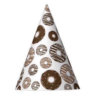 Donut Pattern, Chocolate Donuts, Karamel Donuts Partyhütchen