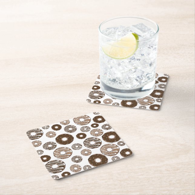 Donut Pattern, Chocolate Donuts, Karamel Donuts Rechteckiger Pappuntersetzer (Vor Ort)