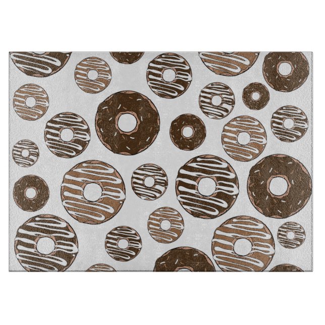 Donut Pattern, Chocolate Donuts, Karamel Donuts Schneidebrett (Vorderseite)