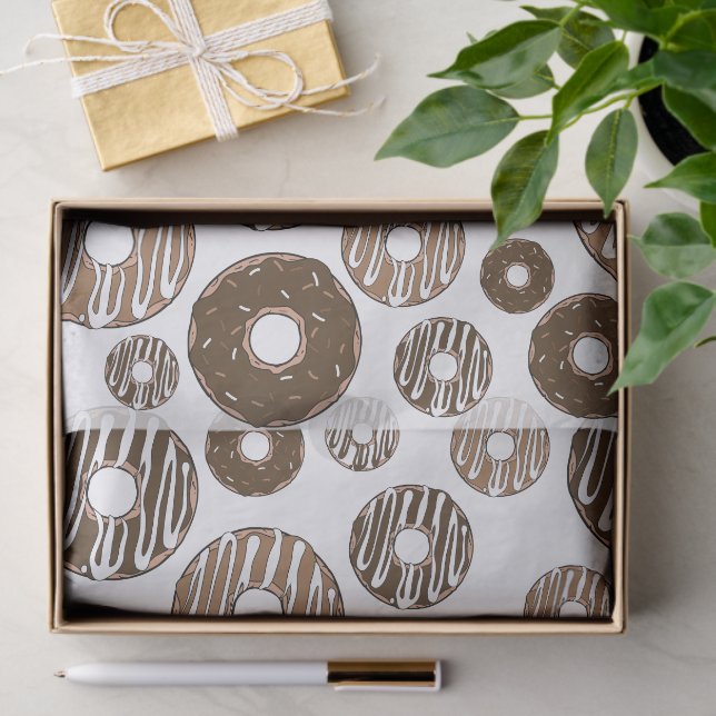 Donut Pattern, Chocolate Donuts, Karamel Donuts Seidenpapier (Geschenk)