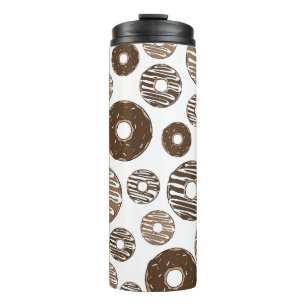 Donut Pattern, Chocolate Donuts, Karamel Donuts Thermosbecher