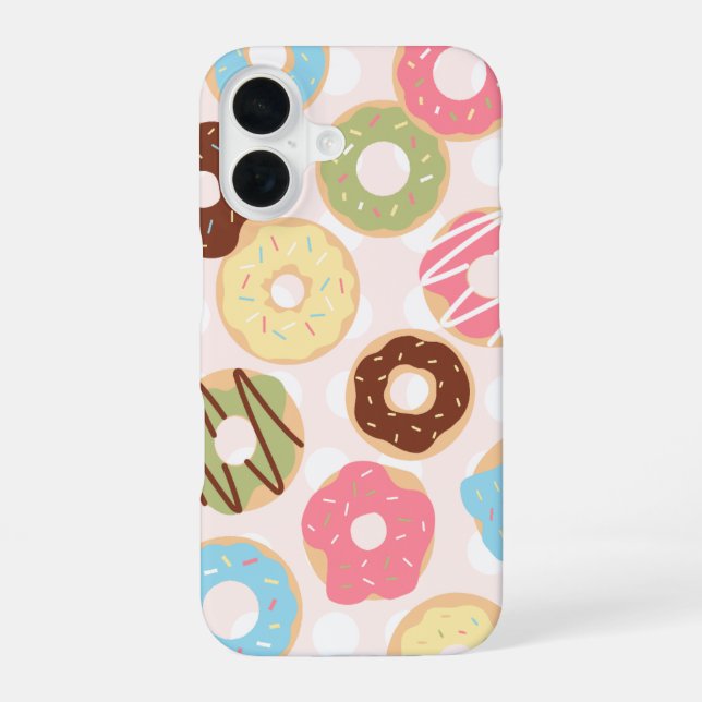 Donut Pattern | Fall "niedlich Sweet Leckerei Spec iPhone 16 Hülle (Rückseite)