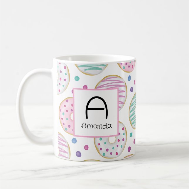 Donut Pattern Niedlich farbenfroh Kaffeetasse (Links)