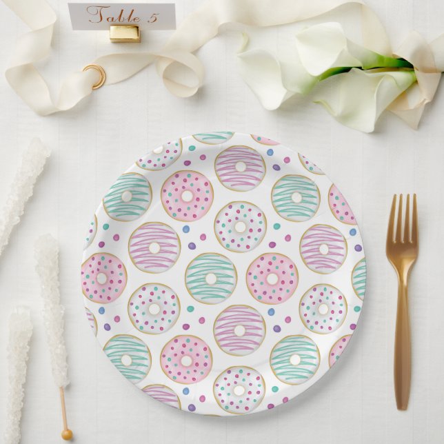 Donut Pattern Niedlich farbenfroh Pappteller (Hochzeit)