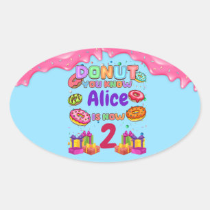 Donut Personalisiert Color Sprinkle Geburtstagspar Ovaler Aufkleber