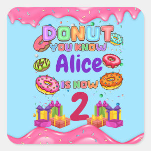 Donut Personalisiert Color Sprinkle Geburtstagspar Quadratischer Aufkleber