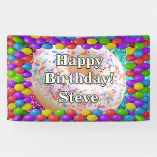 Donut personalisiertes Charakter-Geburtstagsbanner Banner
